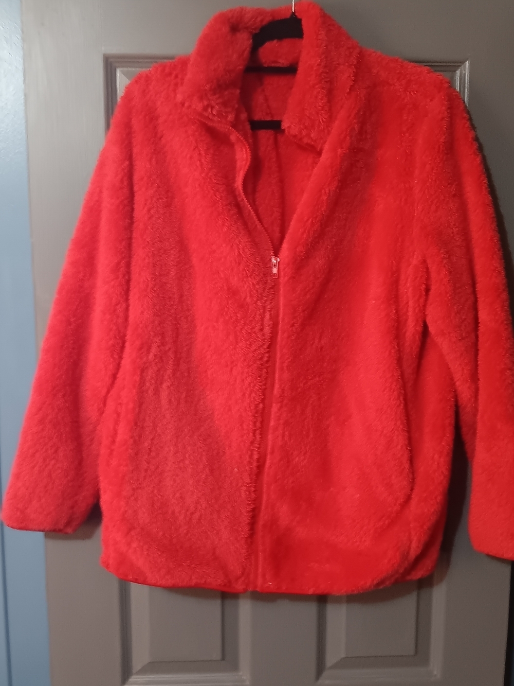 Cozy Red Faux-Sherpa Zip Jacket - Picture 1 of 3
